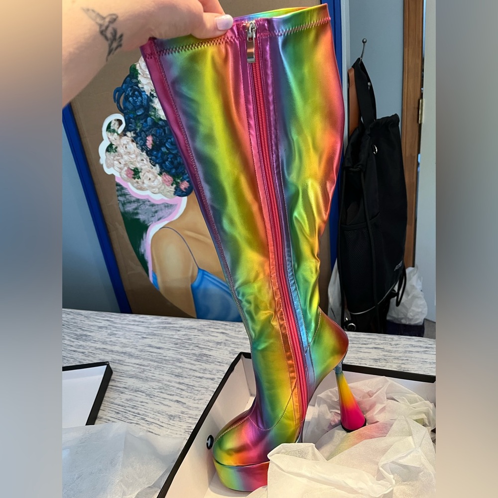 Rainbow Knee-High Boots